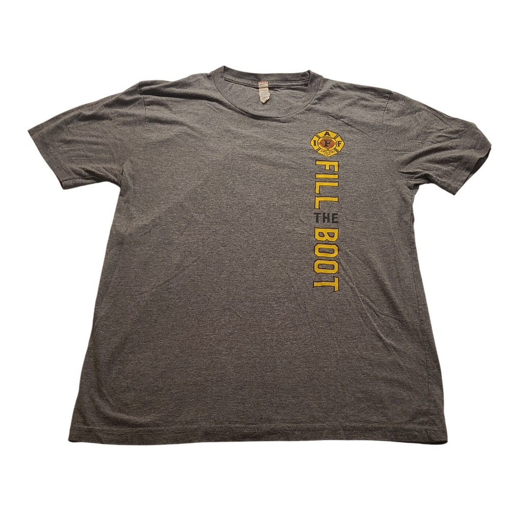 Royal Apparel IAFF Fill The Boot MDA Firefighter T-Shirt Gray Mens Large Casual